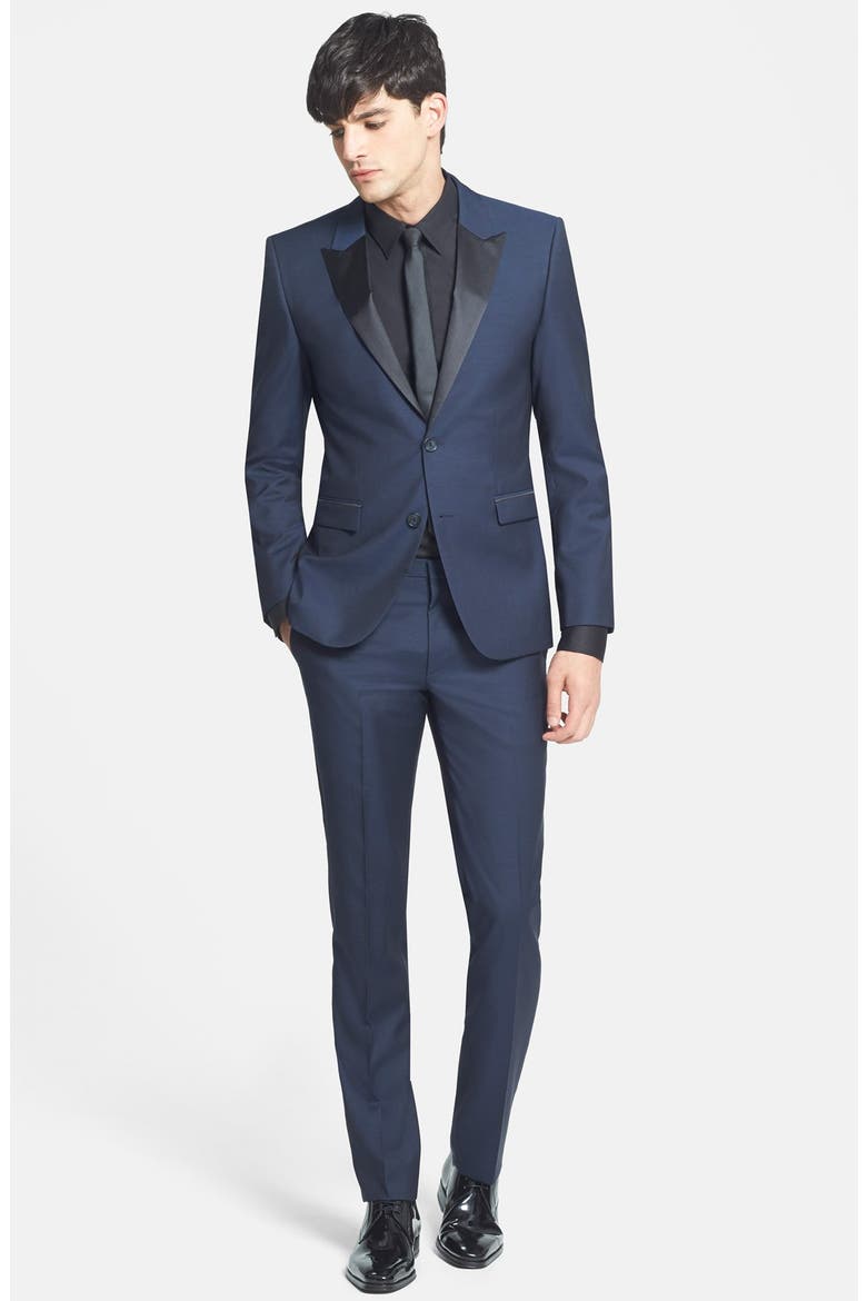 Slim Woven Tie, Alternate, color, BLACK