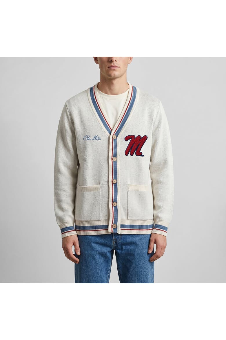 Unisex Uscape Apparel Natural Ole Miss Rebels Americana Striped Full-Button Cardigan, Main, color, Natural