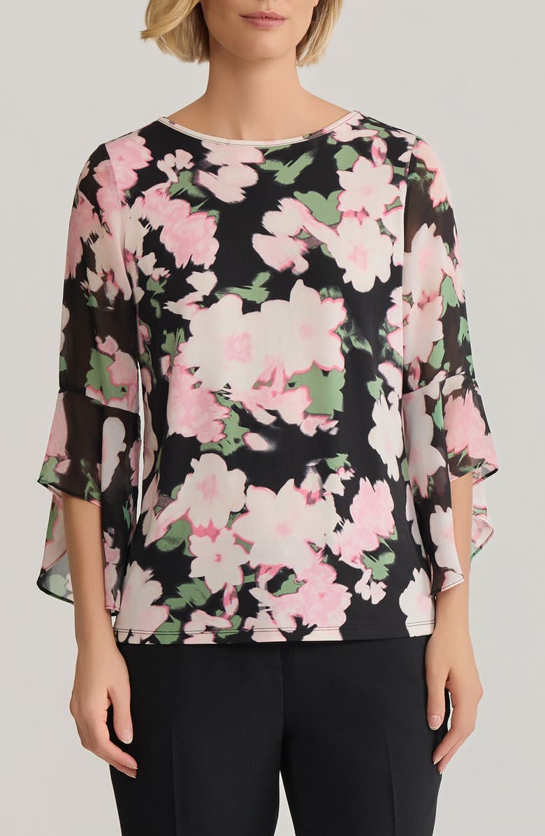 KASPER Floral Flutter Sleeve Top, Main, color, 