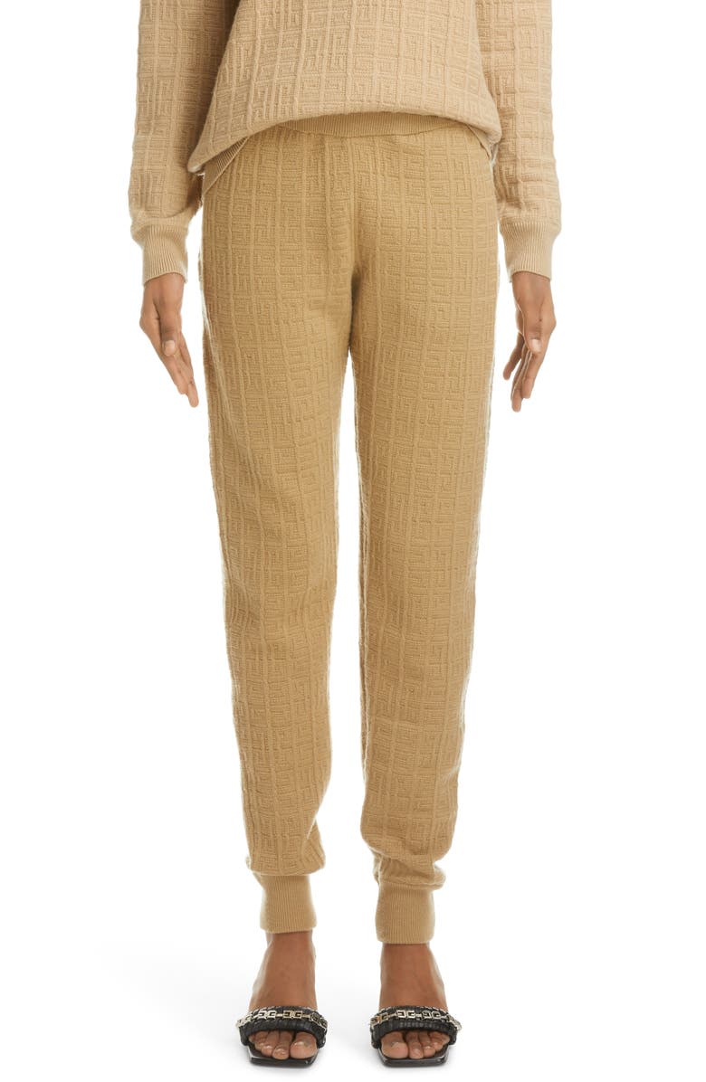 Givenchy 4G Logo Jacquard Cashmere Joggers, Main, color, 