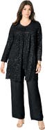 Roaman's Plus-Size 3 Piece Allover Sequin Lace Jacket And Tank Pant Set