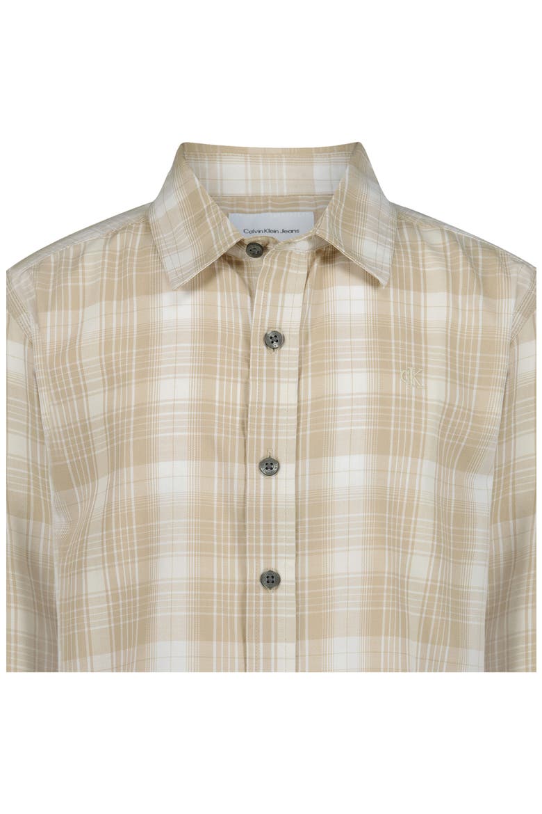 Kids' Plaid Long Sleeve Button Shirt, Alternate, color, WHITE PEPPER