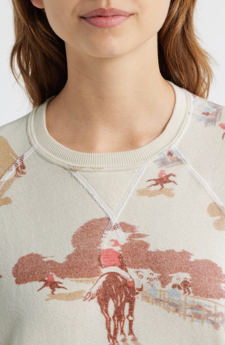 THE GREAT. The Slouch Crewneck Sweatshirt, Alternate, color, Riding Horses Print