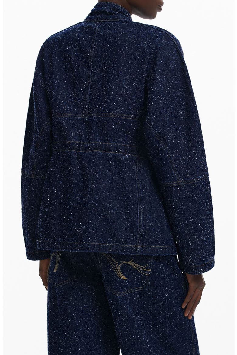 Flecked Denim Trucker Jacket, Alternate, color, DARK BLUE