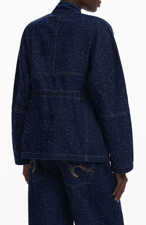 Desigual Flecked Denim Trucker Jacket In Blue