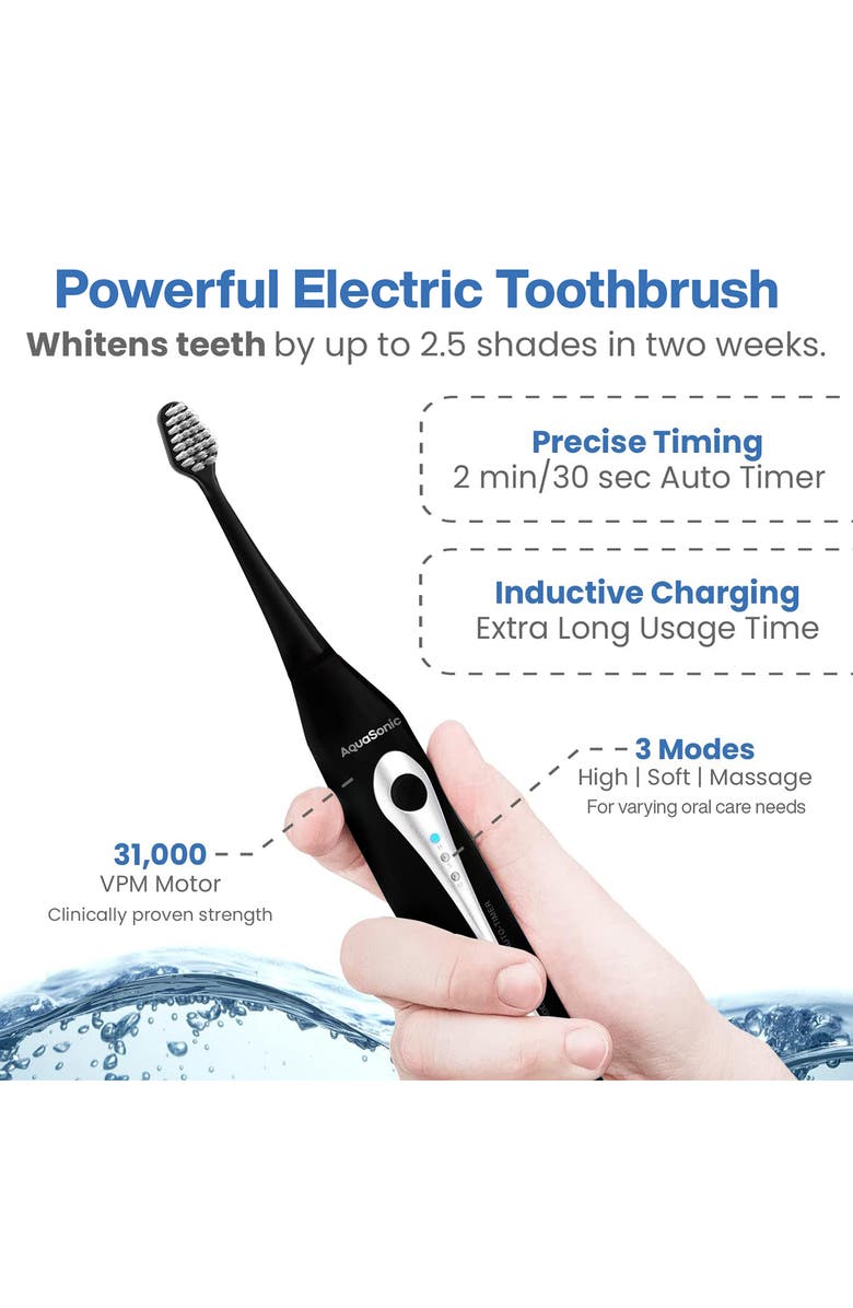 AQUASONIC Home Dental Center Rechargeable Power Toothbrush & Smart Water Flosser Set, Alternate, color, Black