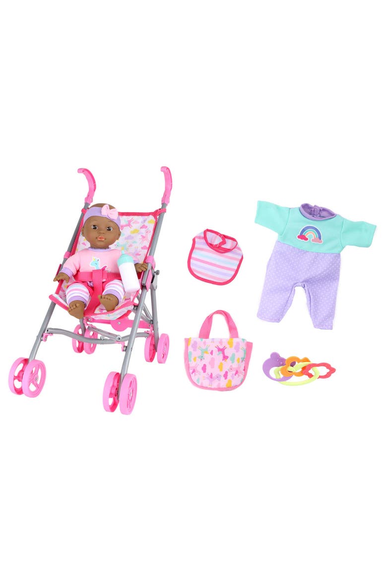 Gigo 12 Inch Baby Doll Care Gift Set with Stroller, Main, color, Multicolored