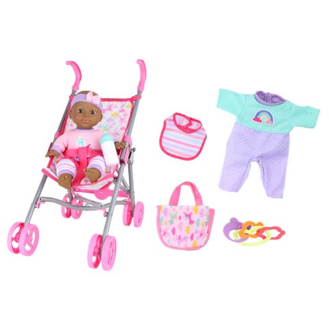 Gigo 12 Inch Baby Doll Care Gift Set with Stroller