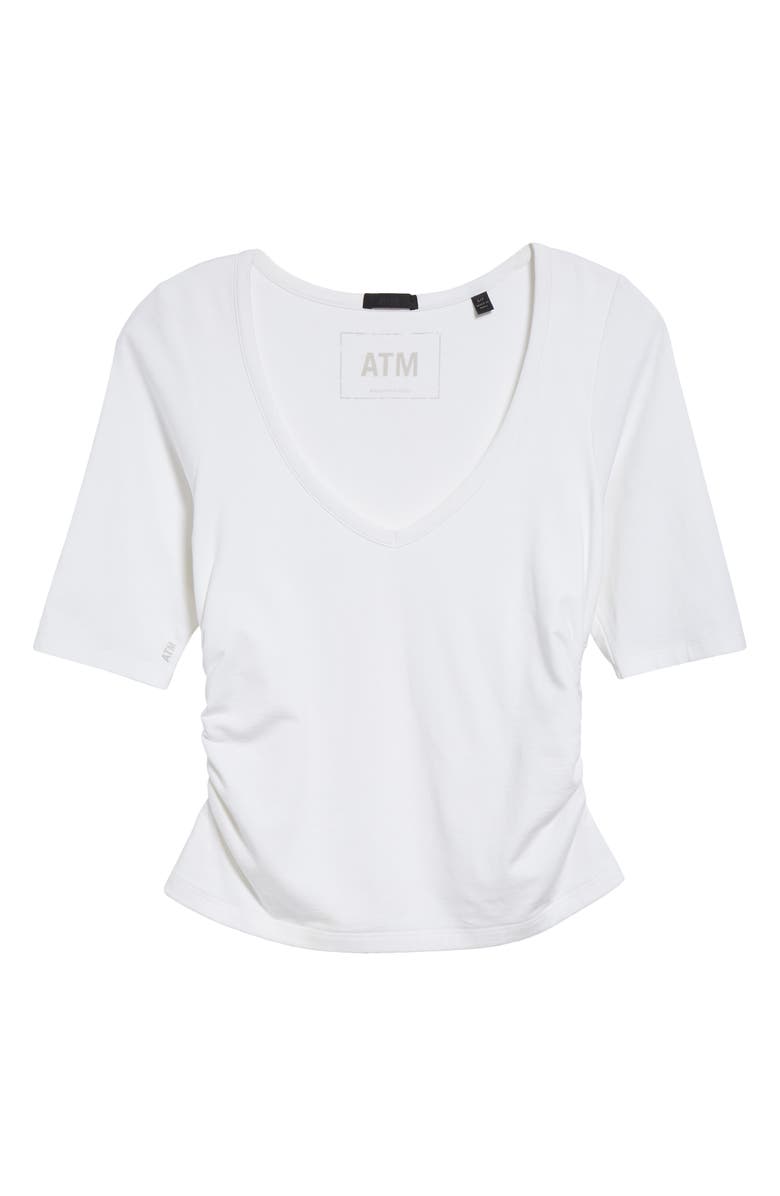 ATM Anthony Thomas Melillo Ruched Stretch Pima Cotton Top, Alternate, color, White