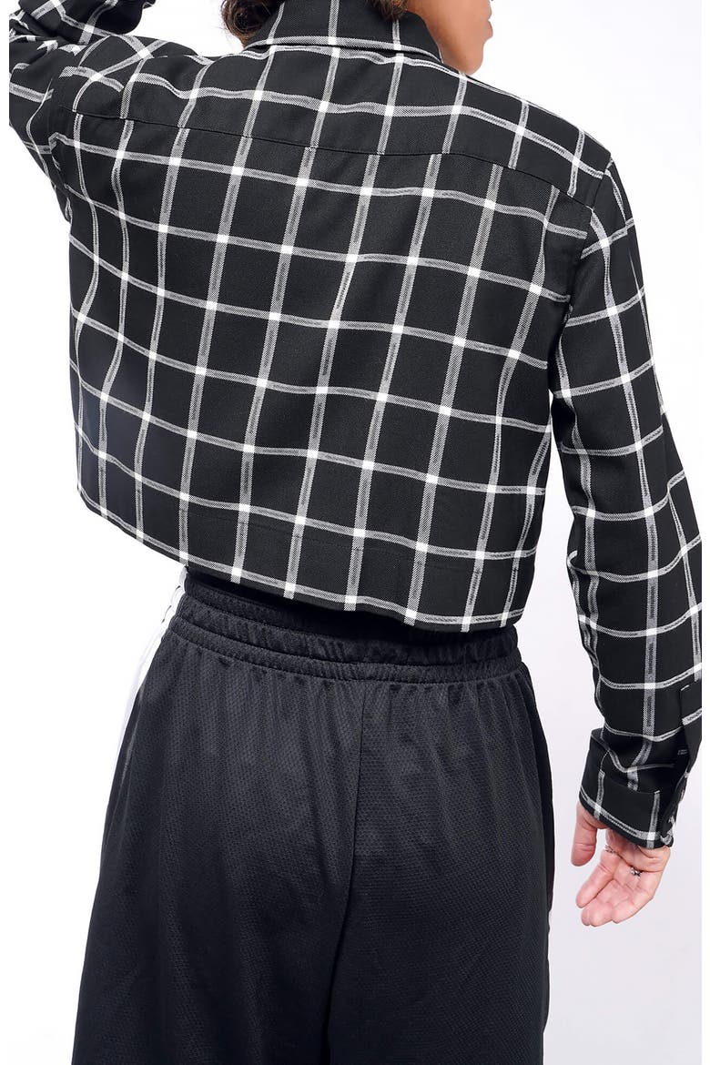 The Essential Flannel Long Sleeve Cropped Button Up, Alternate, color, BLACK/WHITE