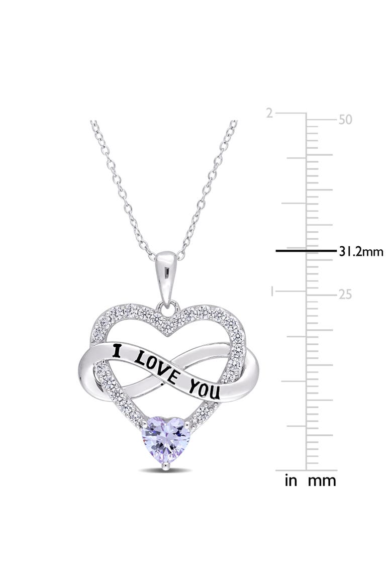 Color Zirconia Infinity Heart Necklace, Alternate, color, Light Purple CZ