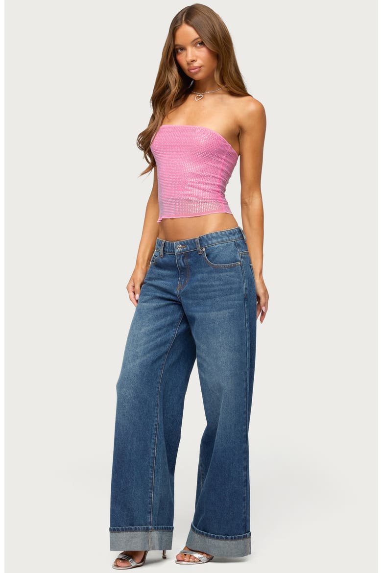 Gatz Cuffed Wide Leg Jeans, Alternate, color, MEDIUM-BLUE-WASHED