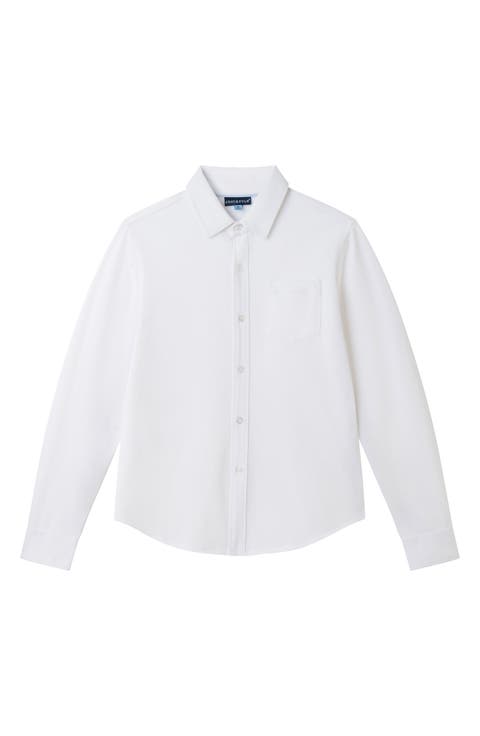 Kids' Stretch Cotton Blend Button-Up Shirt (Big Kid)