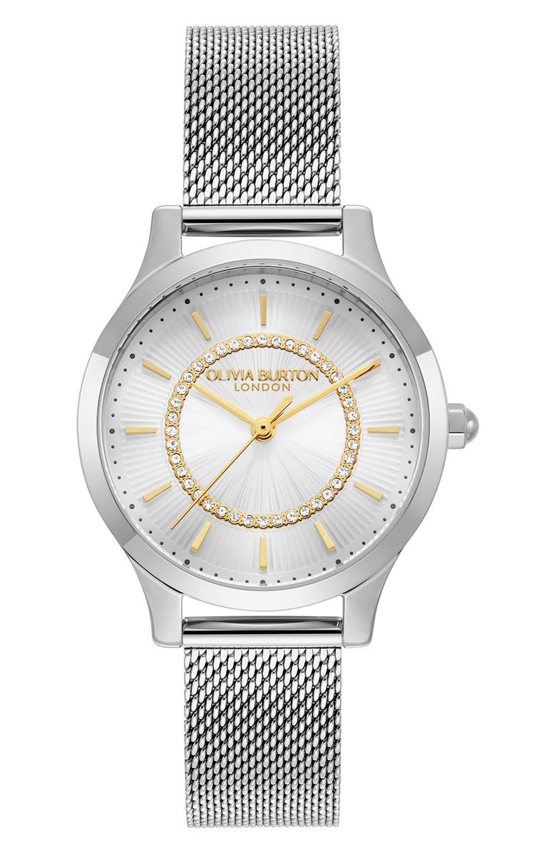 Olivia Burton Wonderlust Mesh Strap Watch, 30mm, Main, color, Silver