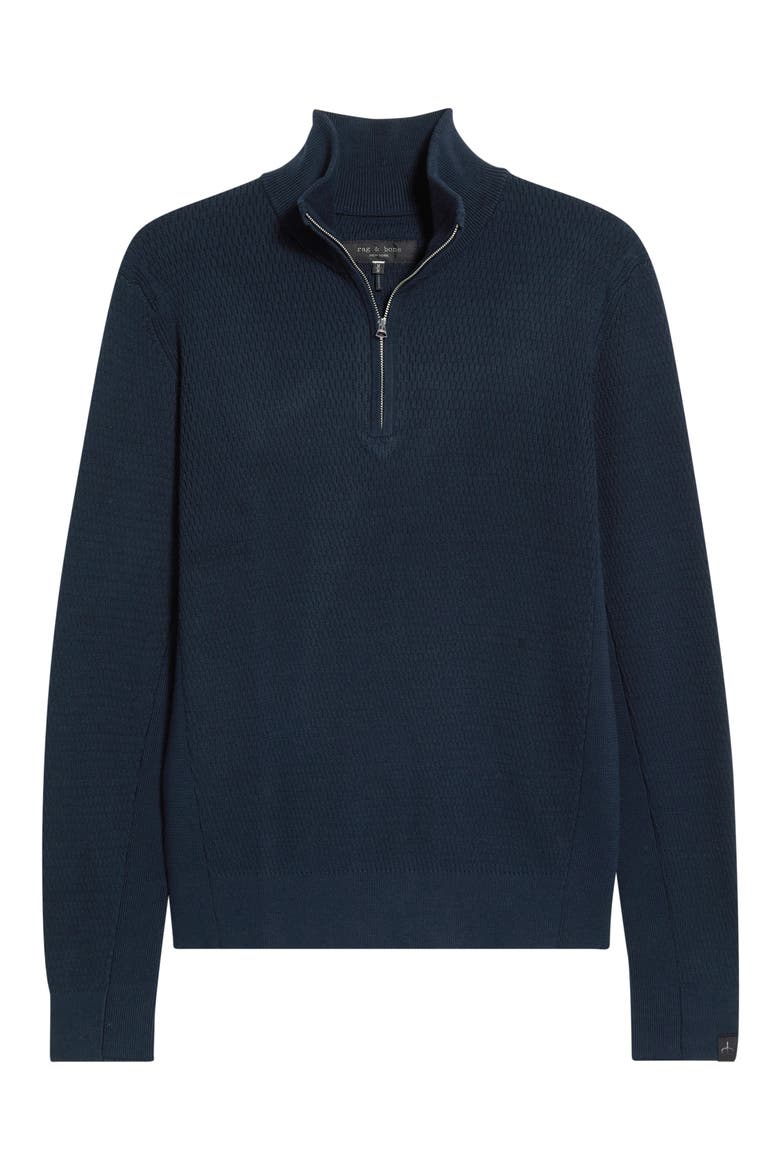 Danton Quarter Zip Cotton Sweater, Alternate, color, NAVY