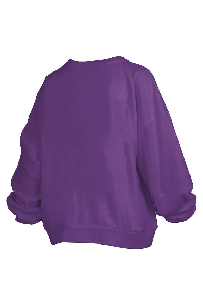 Women's Pressbox Purple LSU Tigers Janise Arch Over Logo Waist Length Oversized Pullover Sweatshirt, Alternate, color, Purple