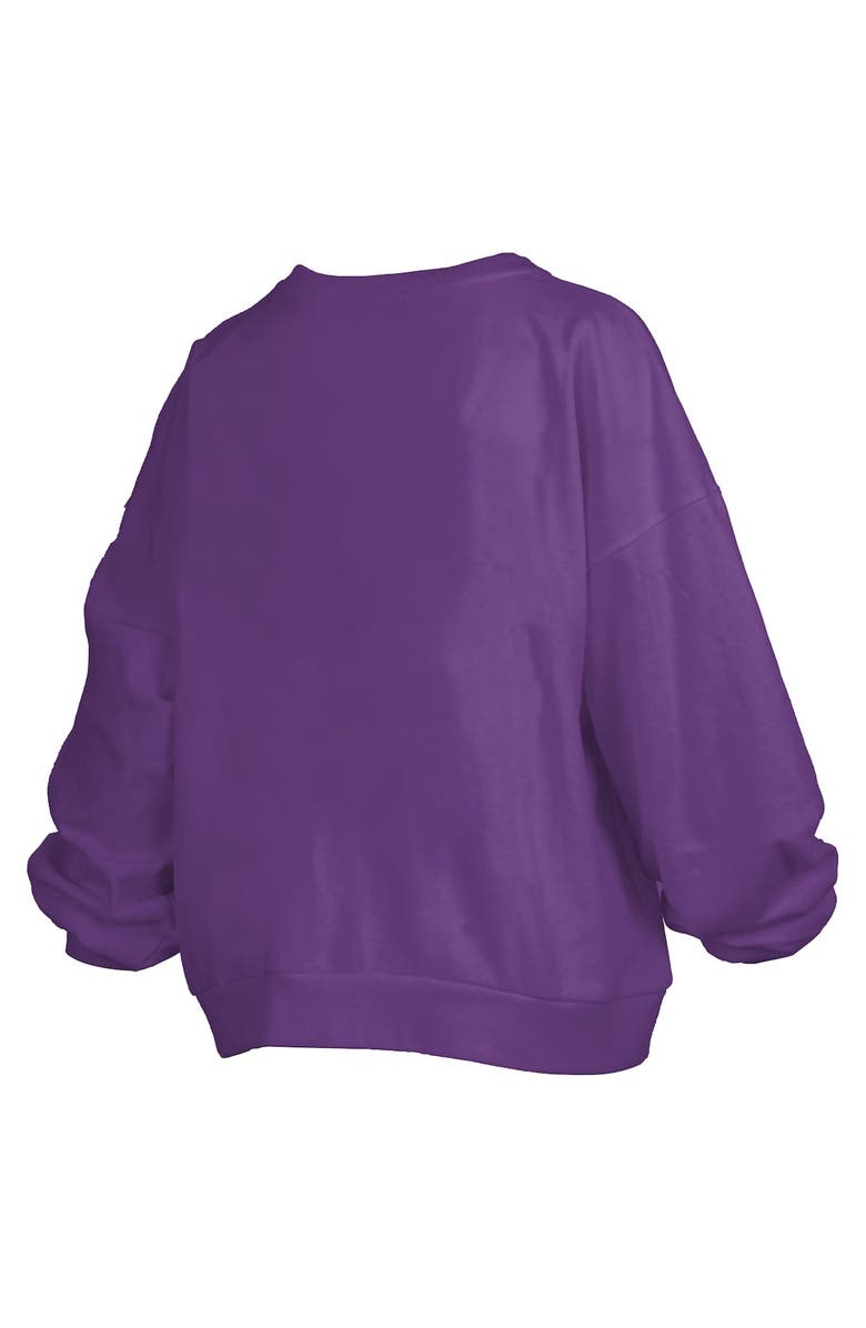 PRESSBOX Women's Pressbox Purple LSU Tigers Janise Arch Over Logo Waist Length Oversized Pullover Sweatshirt, Alternate, color, Purple