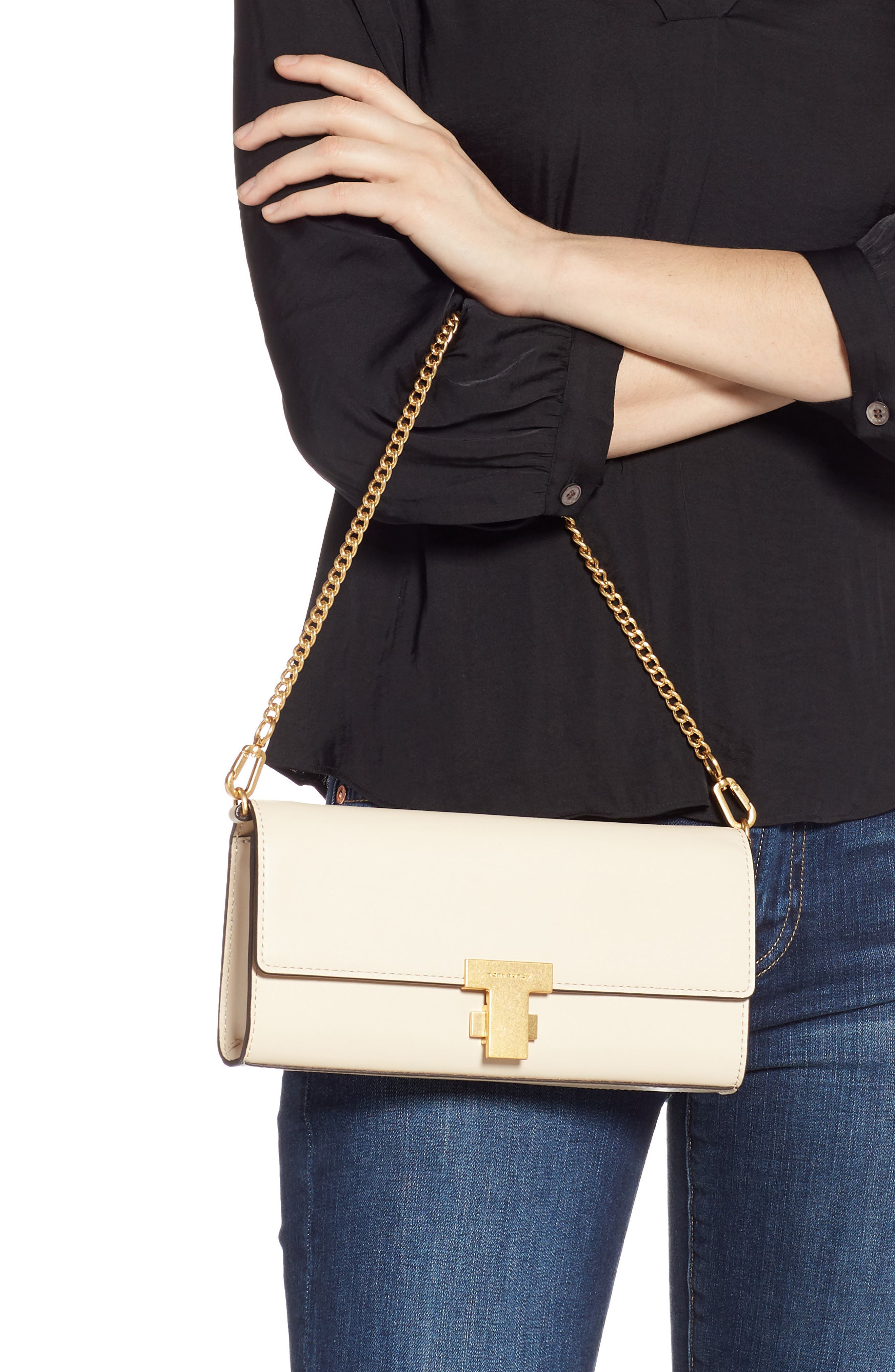 Juliette Leather Clutch, Alternate, color, NEW CREAM