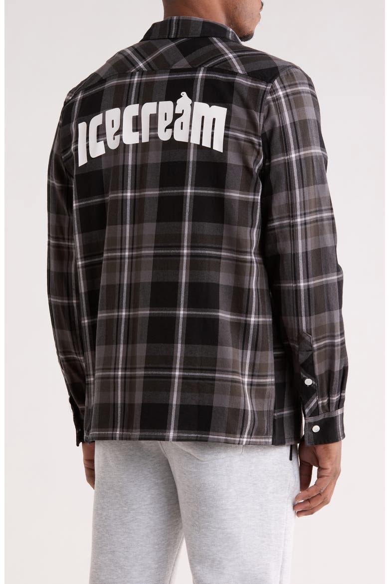 Jack Plaid Cotton Graphic Button-Up Shirt, Alternate, color, BLACK