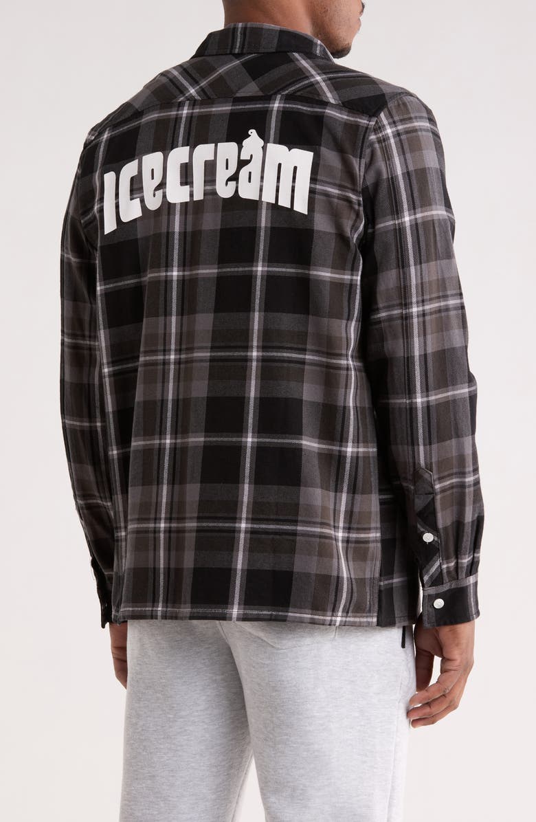 ICECREAM Jack Plaid Cotton Graphic Button-Up Shirt, Alternate, color, 