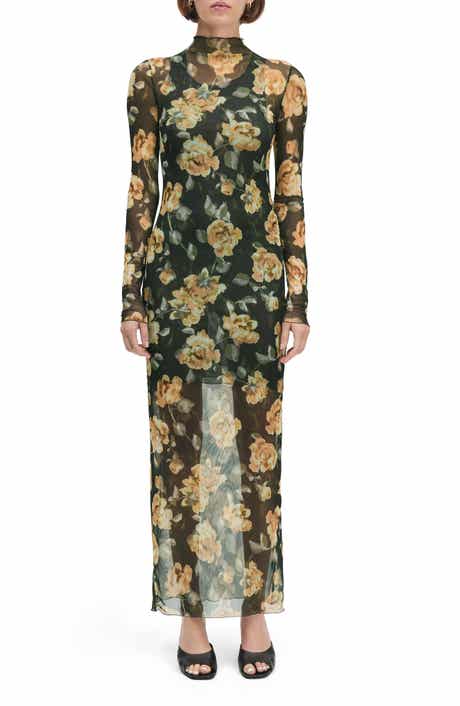 Favorite Daughter The Sheer Fantasy Floral Long Sleeve Mesh Maxi Dress