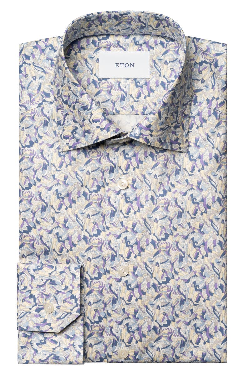 Eton Slim Fit Signature Twill Floral Button-Up Shirt, Alternate, color, Light Purple