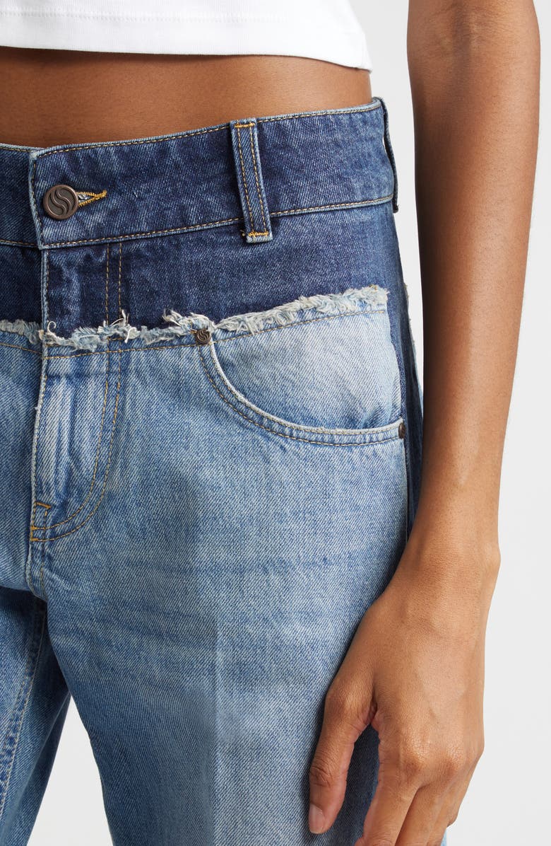 Stella McCartney Paneled Cotton Denim Wide Leg Jeans, Alternate, color,