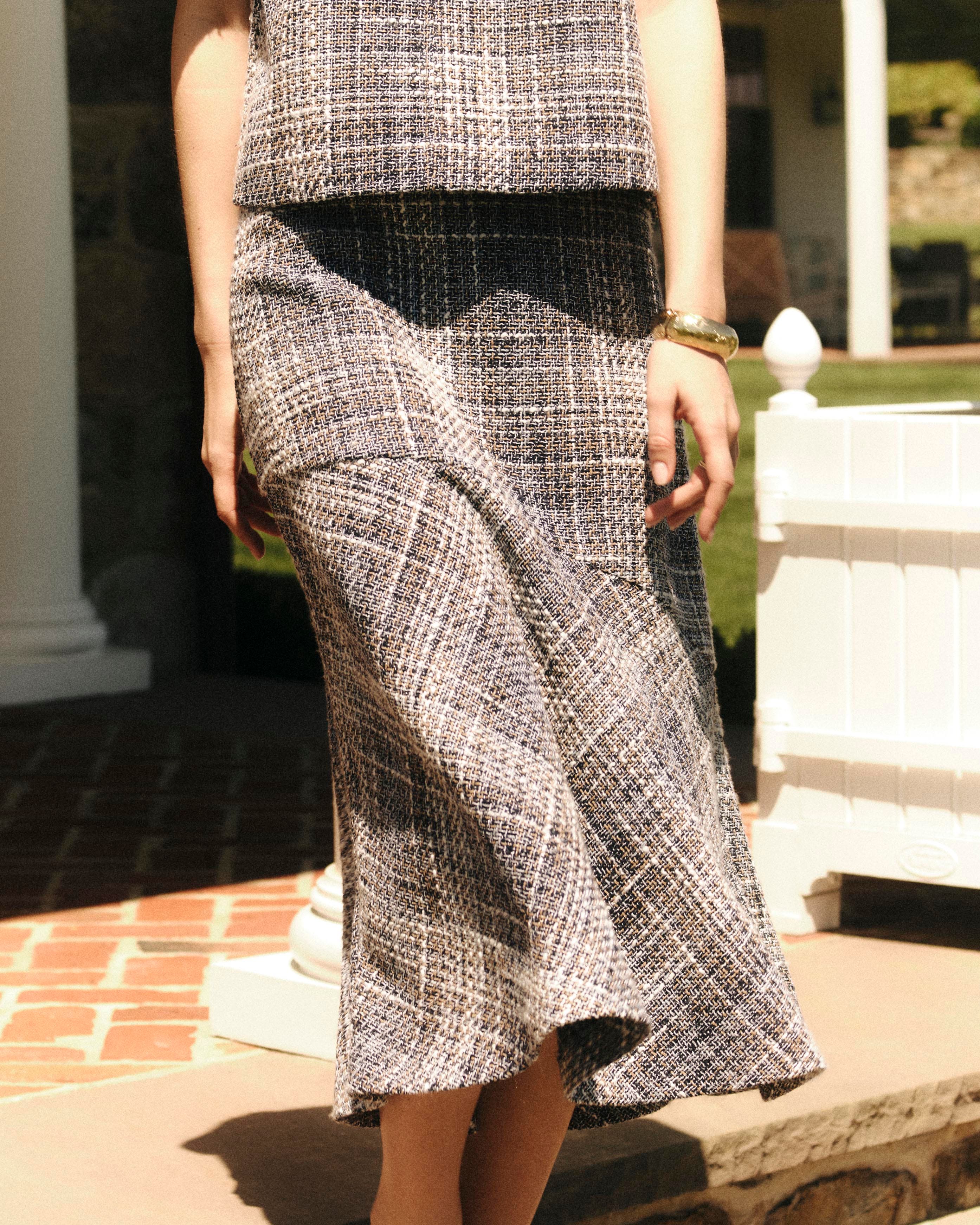 Hera Fluted Tweed Midi Skirt thumbnail 4
