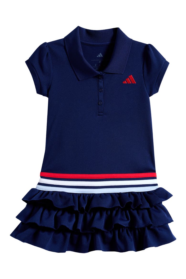 Kids' Polo Ruffle Dress, Main, color, DARK BLUE