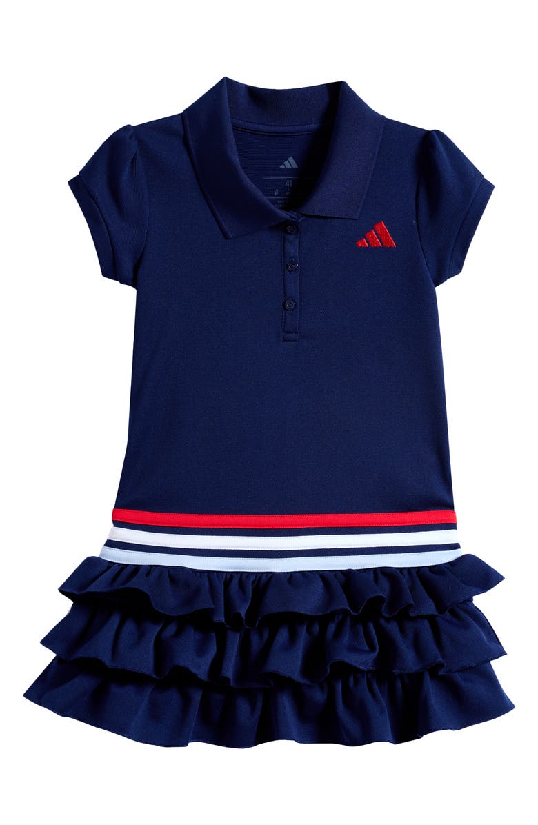 adidas Kids' Polo Ruffle Dress, Main, color, Dark Blue