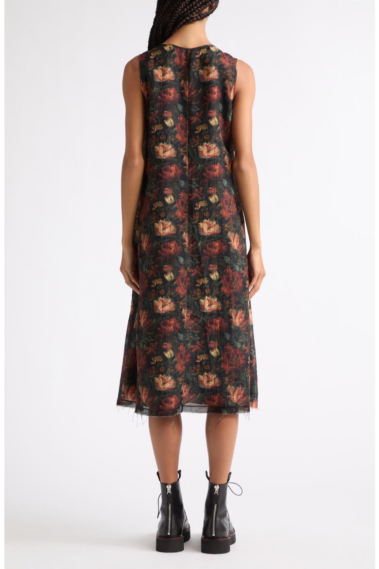 Sleeveless Midi Dress with Ruffles, Alternate, color, RED BLACK LARGE FLORAL