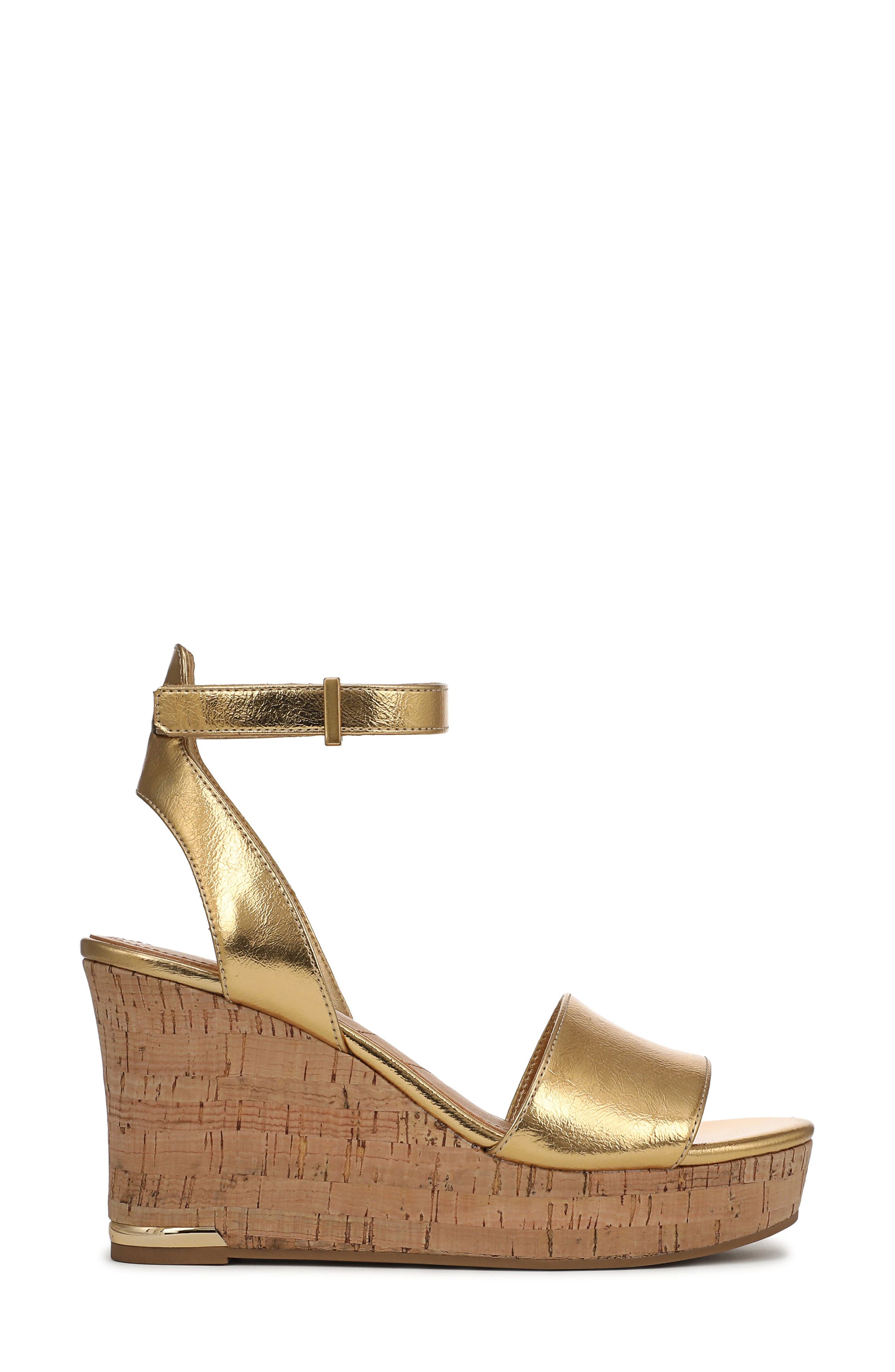 Celeste Wedge Sandal, Alternate, color, GOLD