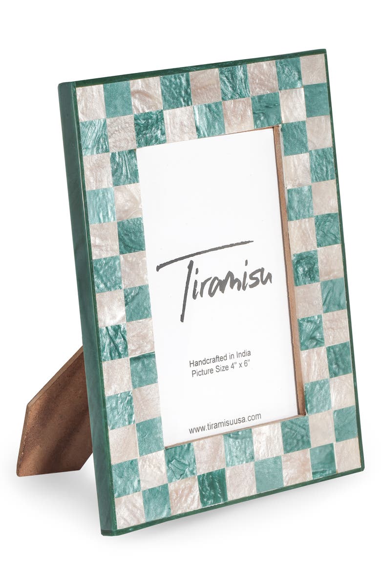 Tiramisu Resin Checkered Picture Frame, Main, color, Teal Blue