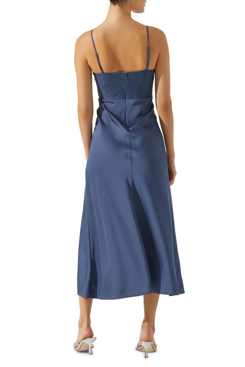 Lace Bustier Sleeveless Midi Dress, Alternate, color, BLUE