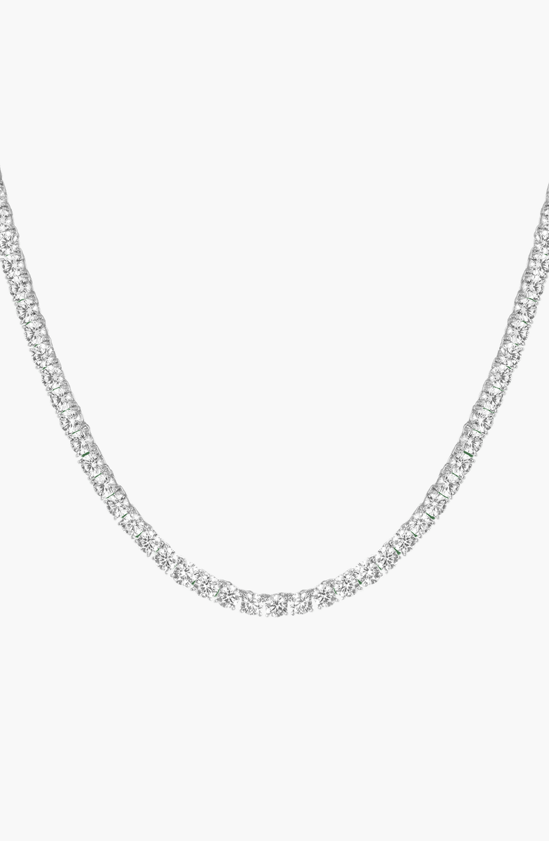 Aurate New York Lab Grown White Sapphire Statement Tennis Necklace, Main, color, White