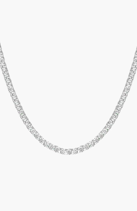 Lab Grown White Sapphire Statement Tennis Necklace