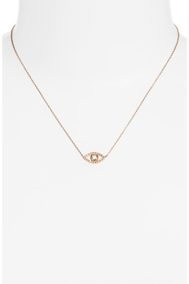 Evil Eye White Topaz & Diamond Pendant Necklace, Alternate, color, CLEAR