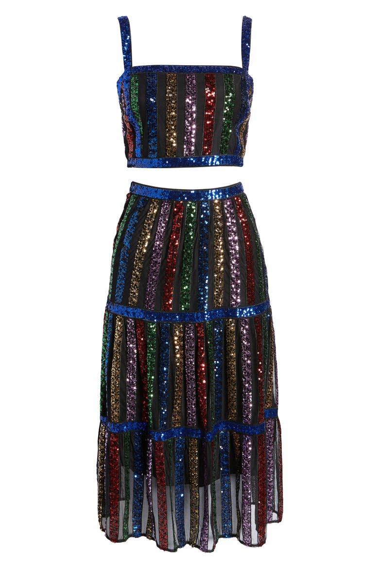 Diaz Sequin Crop Tank & Skirt, Alternate, color, BLACK MULTI