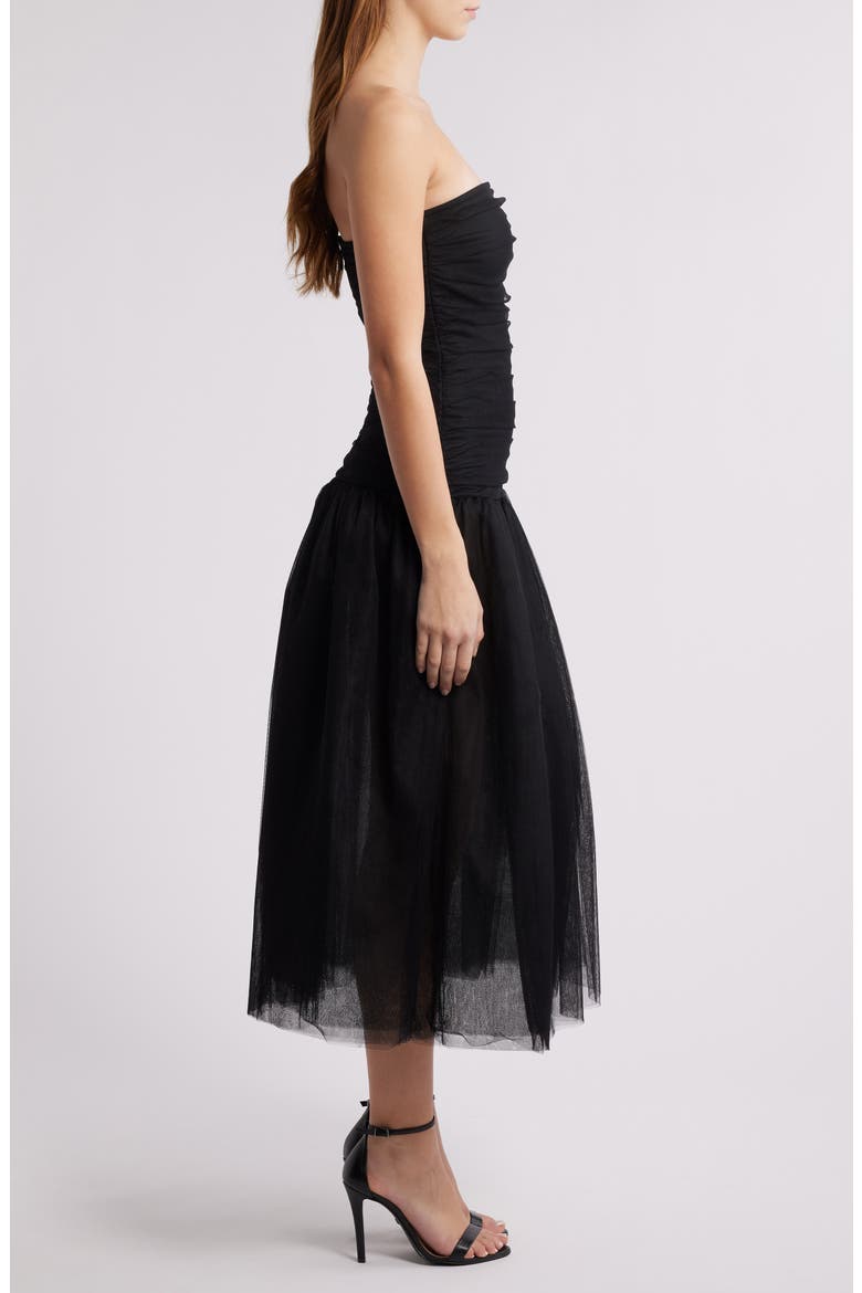 Strapless Tulle Cocktail Dress, Alternate, color, BLACK