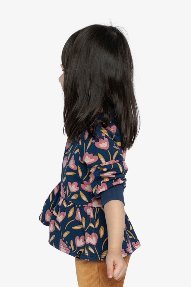 French Terry Peplum Hem Raglan Sleeve Top, Alternate, color, Blue Tulip Print