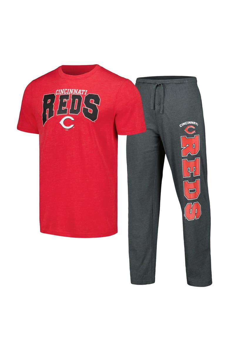 CONCEPTS SPORT Men's Concepts Sport Charcoal/Red Cincinnati Reds Meter T-Shirt & Pants Sleep Set, Alternate, color, Charcoal