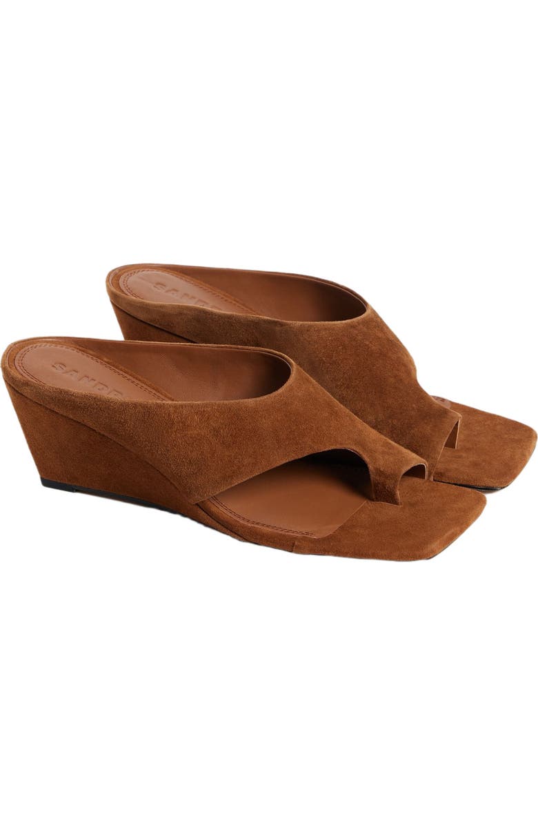 SANDRO Suede wedge sandals, Alternate, color, Brown