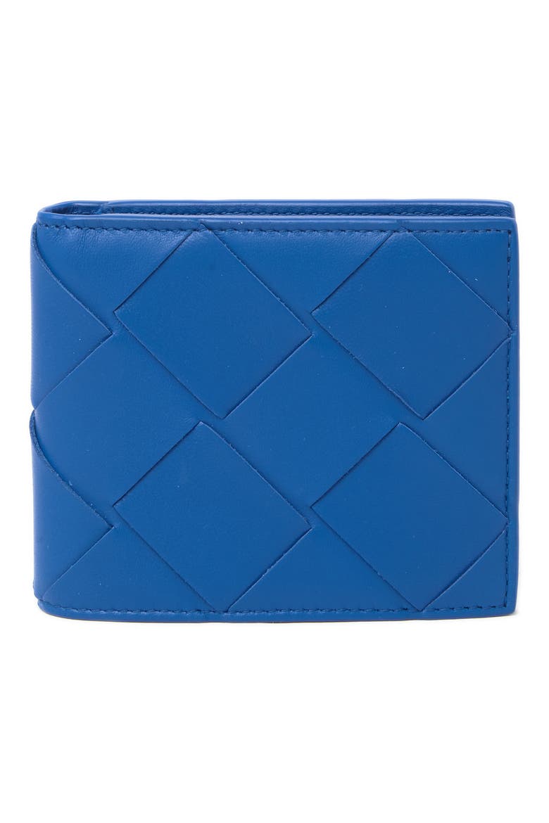 Large Intrecciato Leather Bifold Wallet, Main, color, BLUE