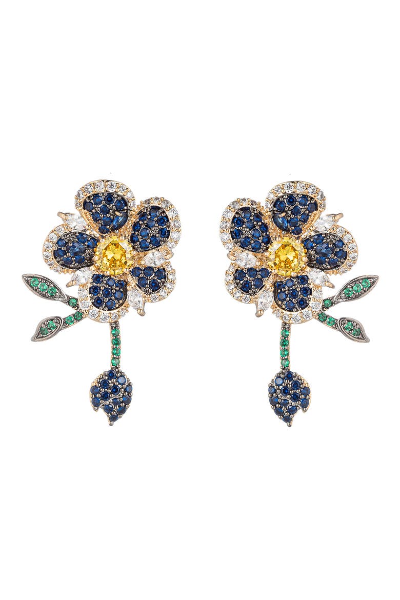 Roses are Blue CZ Drop Earrings, Main, color, BLUE