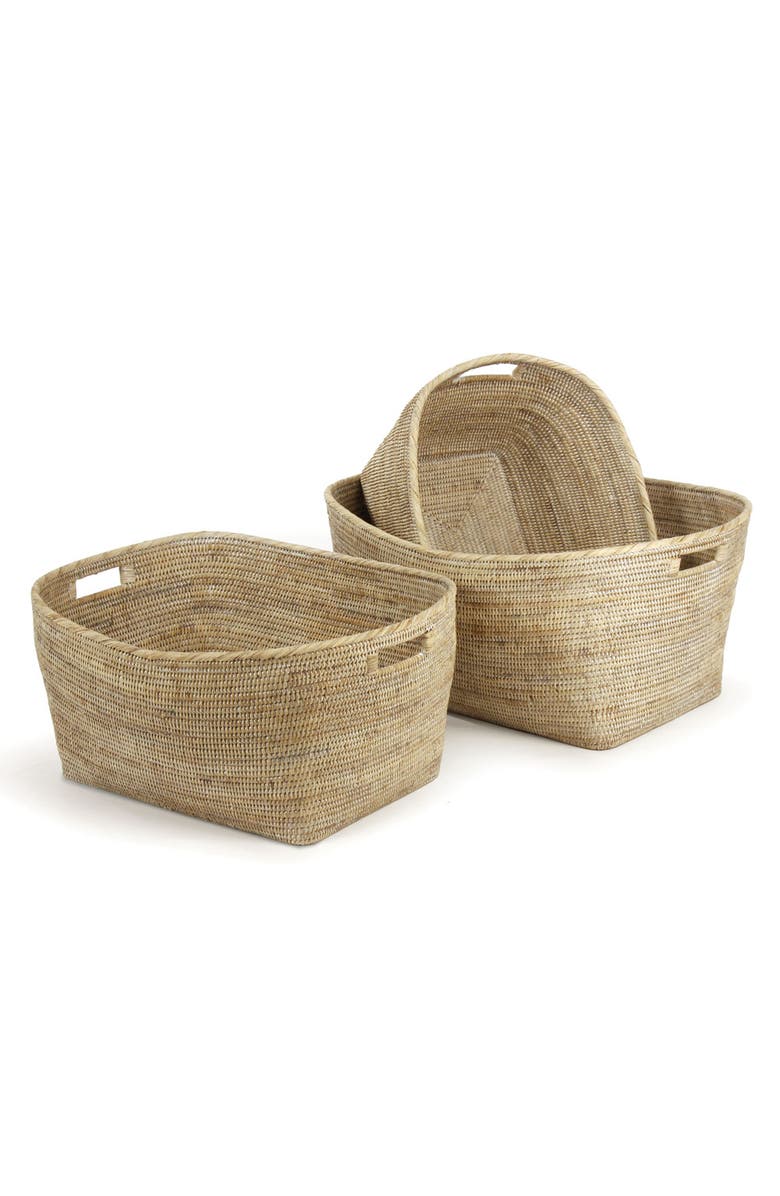 Napa Home & Garden Burma Rattan Family Baskets With Handles Set of 3, Main, color, White