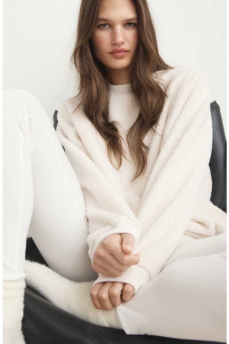 High Pile Fleece Lounge Top, Alternate, color, IVORY WHITE