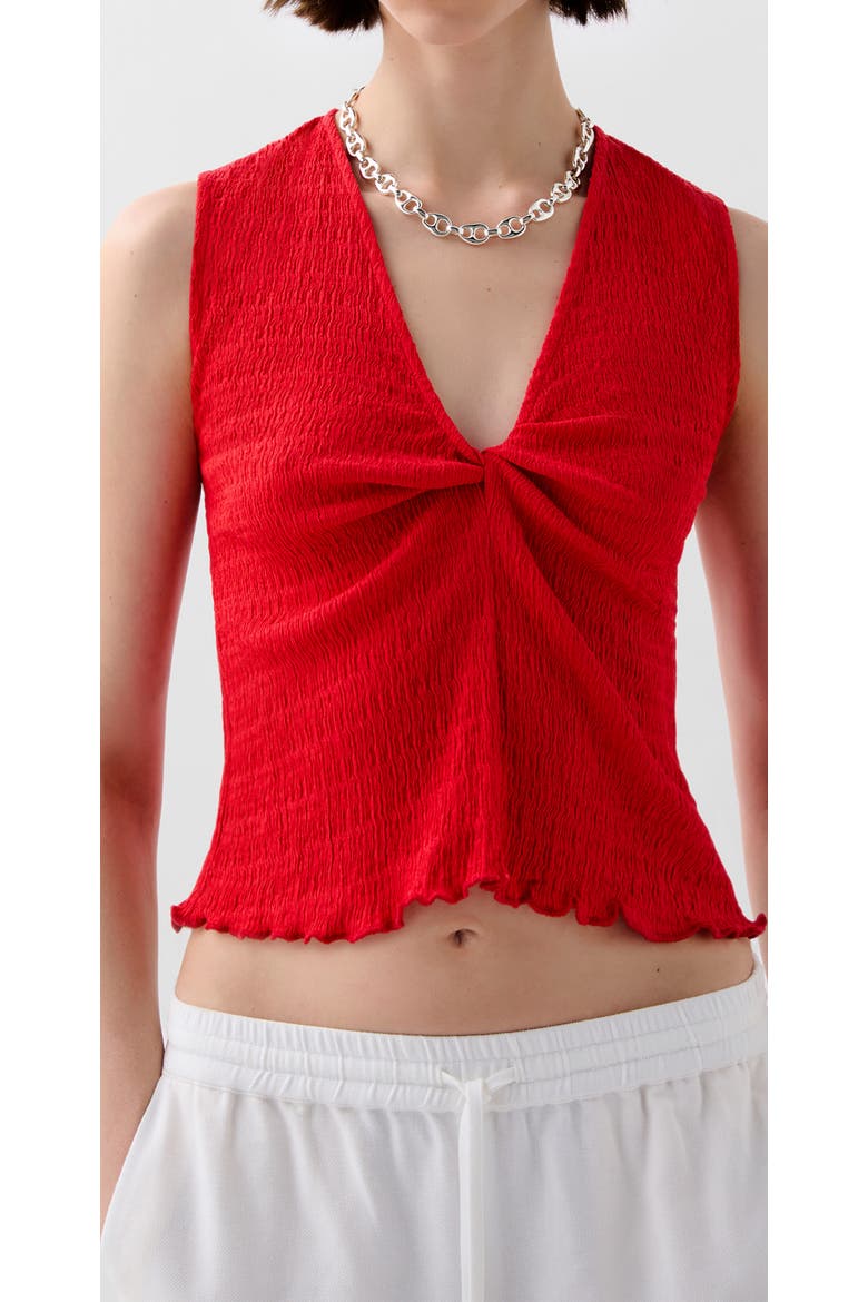 Wrinkle Chestknot Tee, Main, color, Red