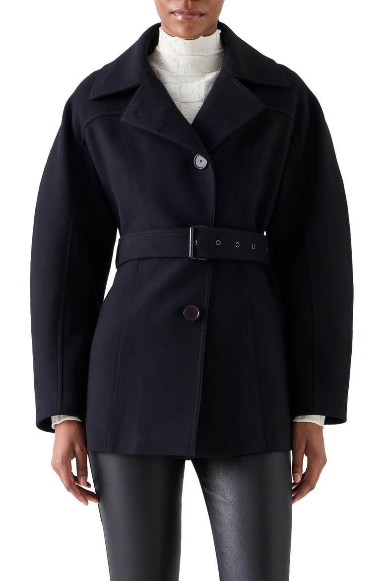 Wool Blend Jacket with Barrel Sleeves, Main, color, BLACK