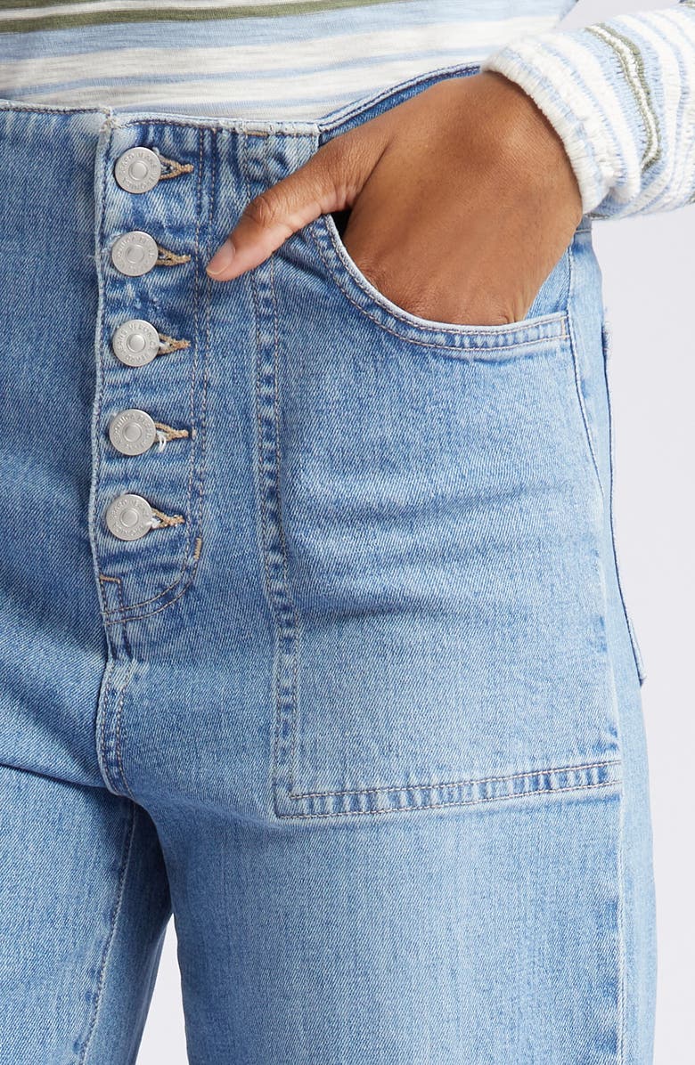 Veronica Beard Crosbie Exposed Button Wide Leg Jeans, Alternate, color, Zephyr