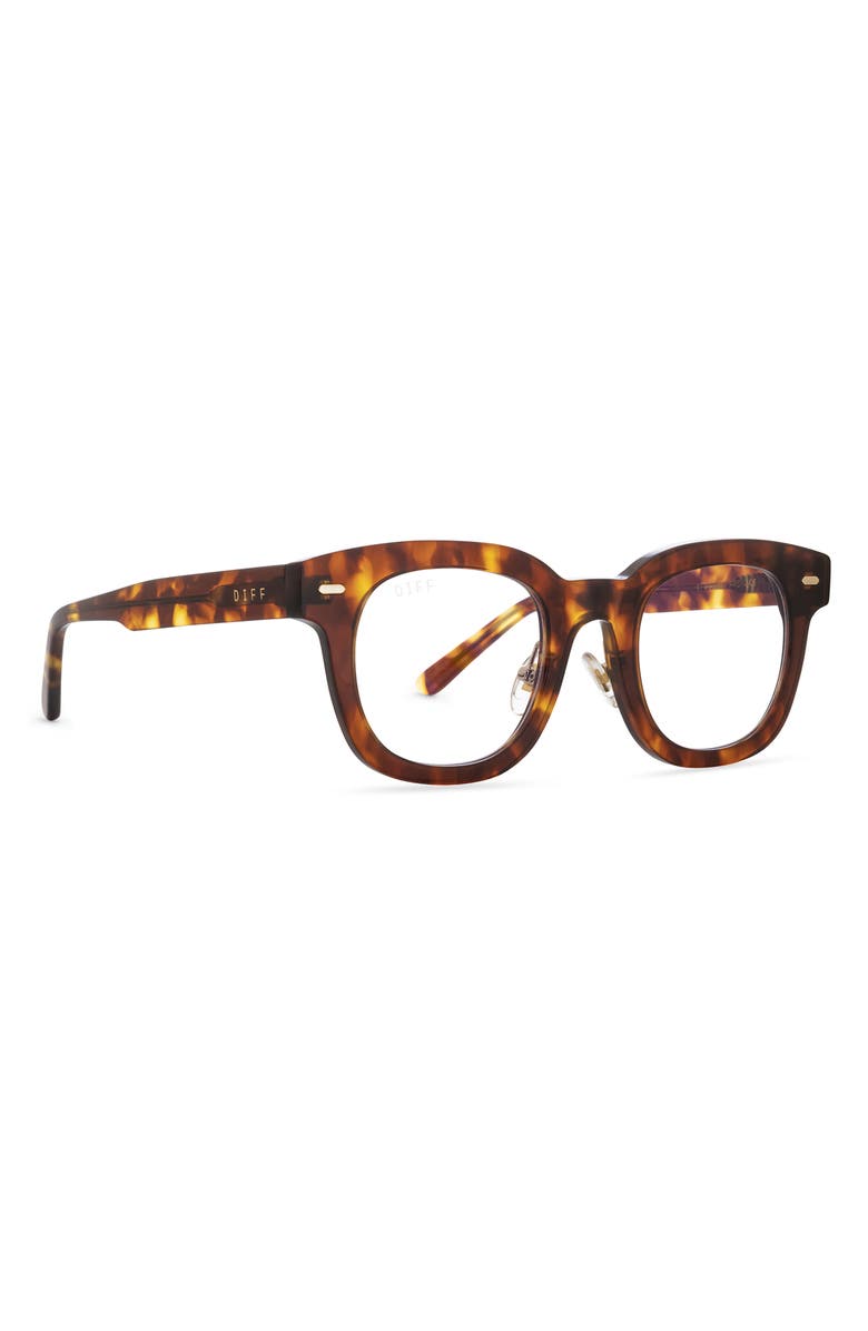 DIFF Summer 50mm Square Optical Glasses, Alternate, color, Amber Tortoise/ Clear